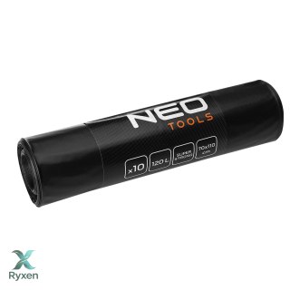 Worki na odpady budowlane 120 L, czarne, 10 sztuk, 100 mic NEO TOOLS
