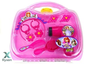 Zestaw Księżniczki w Walizce Suszarka Kolczyki Opaska Różowe LEAN TOYS