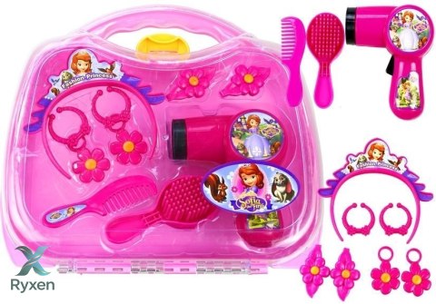 Zestaw Księżniczki w Walizce Suszarka Kolczyki Opaska Różowe LEAN TOYS