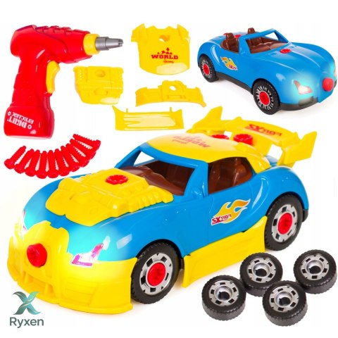 Zestaw Małego Mechanika Rozkręcany Samochód Wkrętarka Światła Dźwięki LEAN TOYS