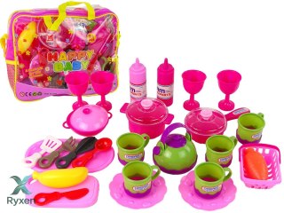 Zestaw Naczyń w Torbie 31 Elementów Różowe LEAN TOYS