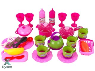 Zestaw Naczyń w Torbie 31 Elementów Różowe LEAN TOYS