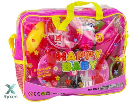 Zestaw Naczyń w Torbie 31 Elementów Różowe LEAN TOYS