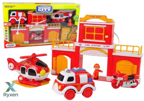 Zestaw Straż Remiza Strażacka z Dźwiękiem LEAN TOYS