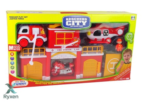 Zestaw Straż Remiza Strażacka z Dźwiękiem LEAN TOYS