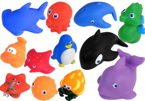 Zestaw Zwierząt Morskich do Kąpieli Sitko Do Łowienia Gumowe 12 el. LEAN TOYS