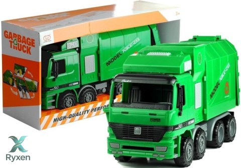 Zielona Śmieciarka Duża Otwierana Przypinany Kosz LEAN TOYS