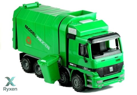 Zielona Śmieciarka Duża Otwierana Przypinany Kosz LEAN TOYS