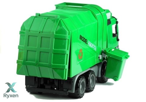 Zielona Śmieciarka Duża Otwierana Przypinany Kosz LEAN TOYS
