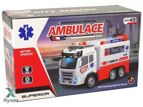 Ambulans Autko na Baterie Światło Dźwięki LEAN TOYS