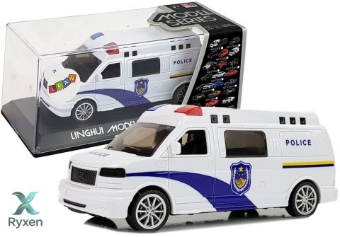 Auto Policja z Naciągiem ze światłami i dźwiękiem LEAN TOYS