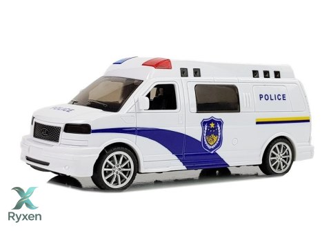Auto Policja z Naciągiem ze światłami i dźwiękiem LEAN TOYS