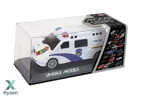 Auto Policja z Naciągiem ze światłami i dźwiękiem LEAN TOYS