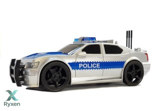 Auto Policji na Baterie 1:20 Światła i Dźwięki z Naciągiem Srebrne LEAN TOYS