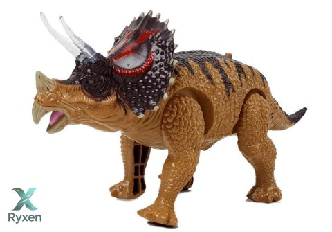 Dinozaur Triceratops Żółty Na Baterie LEAN TOYS