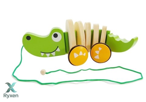Drewniany Krokodyl na Kółkach 18cm LEAN TOYS