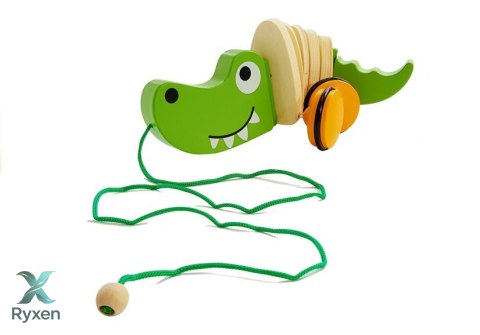 Drewniany Krokodyl na Kółkach 18cm LEAN TOYS