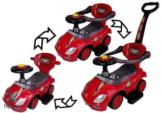 Jeździk z Pchaczem Dla Dzieci Mega Car 3w1 Piszczek Schowek Czerwony LEAN CARS