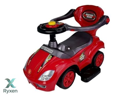 Jeździk z Pchaczem Dla Dzieci Mega Car 3w1 Piszczek Schowek Czerwony LEAN CARS