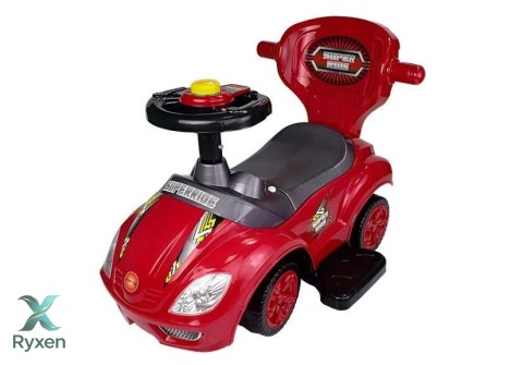 Jeździk z Pchaczem Dla Dzieci Mega Car 3w1 Piszczek Schowek Czerwony LEAN CARS