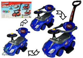 Jeździk z Pchaczem Dla Dzieci Mega Car 3w1 Piszczek Schowek Niebieski LEAN CARS