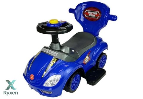 Jeździk z Pchaczem Dla Dzieci Mega Car 3w1 Piszczek Schowek Niebieski LEAN CARS