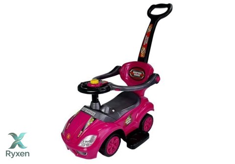 Jeździk z Pchaczem Dla Dzieci Mega Car 3w1 Piszczek Schowek Różowy LEAN CARS
