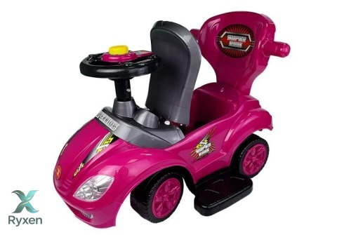 Jeździk z Pchaczem Dla Dzieci Mega Car 3w1 Piszczek Schowek Różowy LEAN CARS