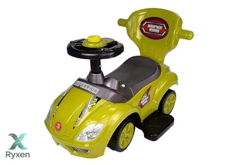 Jeździk z Pchaczem Dla Dzieci Mega Car 3w1 Piszczek Schowek Żółty LEAN CARS