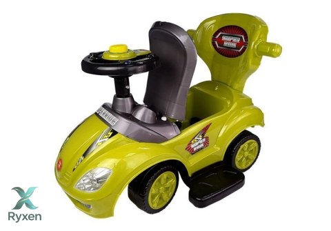 Jeździk z Pchaczem Dla Dzieci Mega Car 3w1 Piszczek Schowek Żółty LEAN CARS