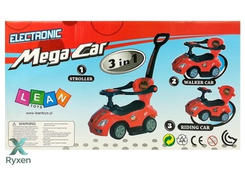 Jeździk z Pchaczem Dla Dzieci Mega Car 3w1 Piszczek Schowek Żółty LEAN CARS