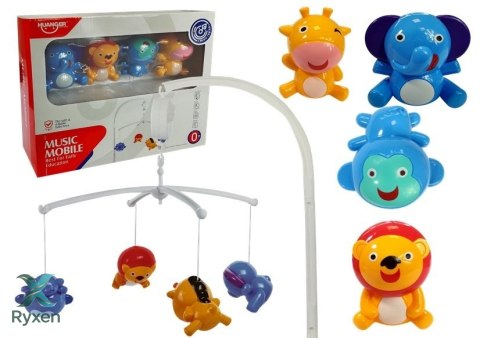 Karuzela Do Łóżeczka Zwierzątka Lew Słonik Żyrafa Dźwięk LEAN TOYS