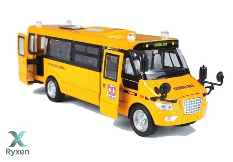 Metalowy Autobus Szkolny z silnikiem naciąganym LEAN TOYS