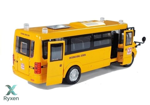 Metalowy Autobus Szkolny z silnikiem naciąganym LEAN TOYS