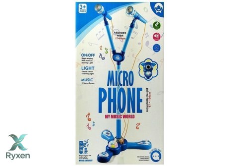 Mikrofony Zestaw Karaoke Dla Dzieci Niebieski Statyw Na Baterie LEAN TOYS