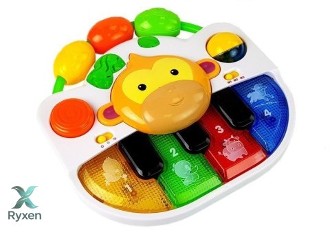 Pianinko z Małpką dla Niemowlaka Dźwięk Światła LEAN TOYS