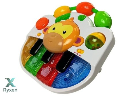 Pianinko z Małpką dla Niemowlaka Dźwięk Światła LEAN TOYS