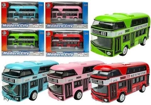 Piętrowy Autobus Napęd Naciągowy 4 Kolorów LEAN TOYS