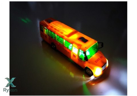 Szkolny Autobus z Naciągiem Światłami i Dźwiękami Otwierane Drzwi LEAN TOYS