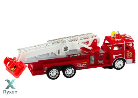 Wóz Strażacki Czerwony Z Wysięgnikiem Światła Dźwięki LEAN TOYS
