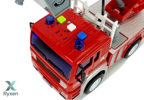 Wóz Strażacki z Naciągiem, Drabiną, Czerwony 1:20 z Dźwiękiem LEAN TOYS