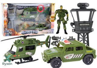 Zestaw Militarny Helikopter Wojskowy Wóz Bojowy Wieża Kontrolna Żołnierz LEAN TOYS