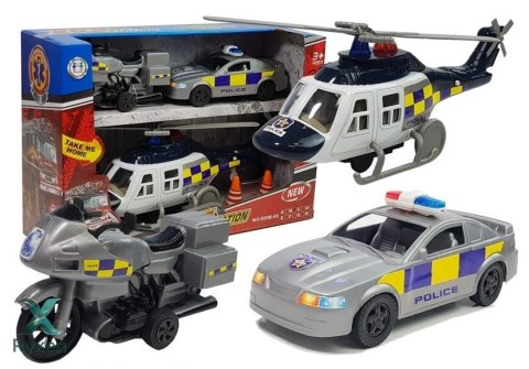 Zestaw Pojazdów Policja Światła Dźwięki LEAN TOYS