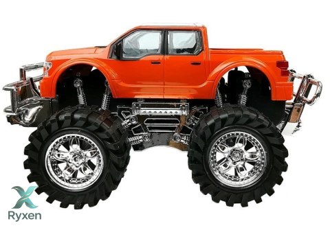 Zestaw Pojazdów Pomarańczowy Monster Truck Czerwone BMW Laweta 58 cm LEAN TOYS