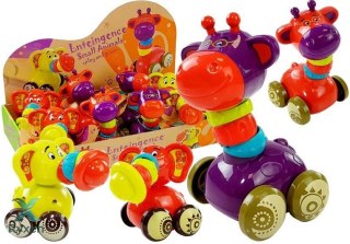 Zwierzęta na kółkach Żyrafa Czerwona Słoń Żółty LEAN TOYS