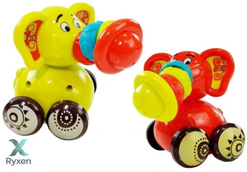 Zwierzęta na kółkach Żyrafa Czerwona Słoń Żółty LEAN TOYS