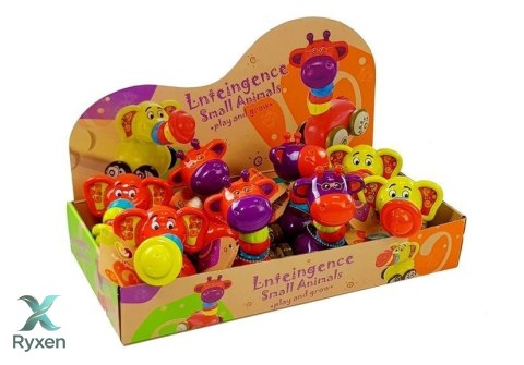 Zwierzęta na kółkach Żyrafa Czerwona Słoń Żółty LEAN TOYS