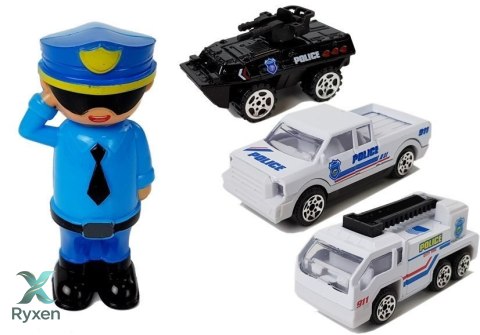 Auto Policyjne Schowek Garaż 2w1 Policjant Małe Autka Dźwięk Światła LEAN TOYS