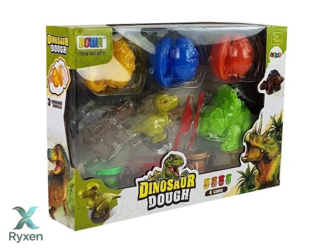 Ciastolina Dinozaury Jajka Foremka 12 Elementów 4 Kolory LEAN TOYS