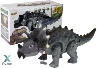 Dinozaur na Baterie Triceratops Szary LEAN TOYS